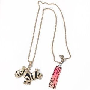 Betsey Johnson zebra rhinestone long necklace